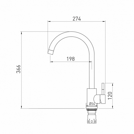 Смеситель для кухни MIXLINE MLSS-0303 из нержавеющей стали, сатин