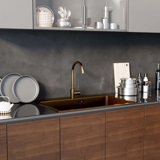 Смеситель для кухни MIXLINE MLSS-0303BR из нержавеющей стали, бронза