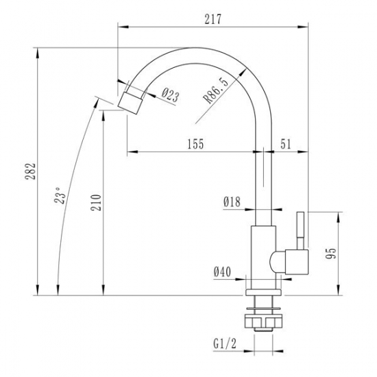 Смеситель для кухни MIXLINE MLSS-0322 из нержавеющей стали, моно, сатин