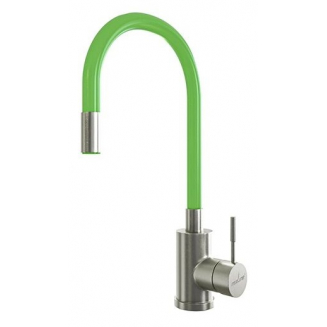 Смеситель для кухни MIXLINE MLSS-0325 из нержавеющей стали, гибкий излив, зелёный
