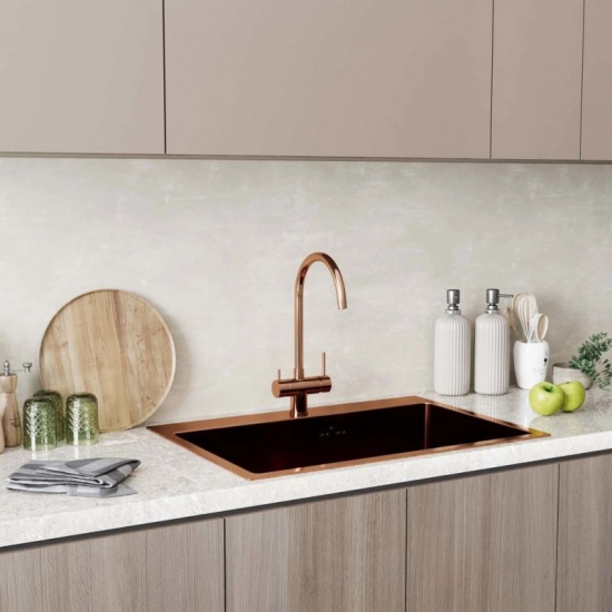 Смеситель для кухни MIXLINE MLSS-0326BR с краном для питьевой воды, бронза