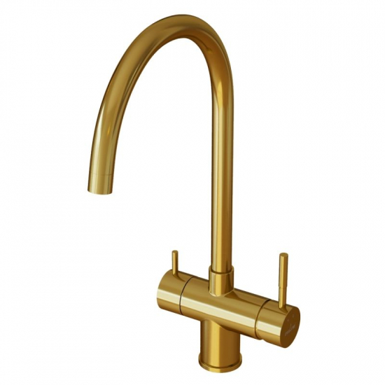 Смеситель для кухни MIXLINE MLSS-0326G с краном для питьевой воды, золото