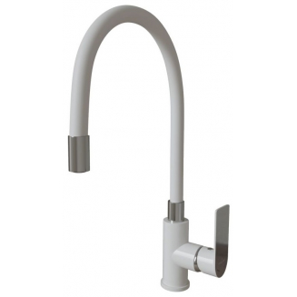 Смеситель для кухни MIXLINE Plus City White ML33-098 с гибким изливом, белый/хром