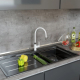 Смеситель для кухни MIXLINE Plus City White ML33-098 с гибким изливом, белый/хром
