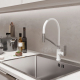 Смеситель для кухни MIXLINE Plus City White ML33-108 с гибким изливом, белый/хром
