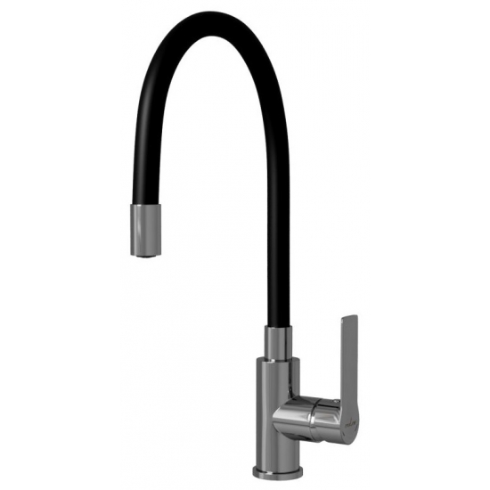 Смеситель для кухни MIXLINE Plus Kitchen Line ML35-097 с гибким изливом, чёрный/хром