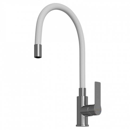 Смеситель для кухни MIXLINE Plus Kitchen Line ML35-098 с гибким изливом, белый/хром