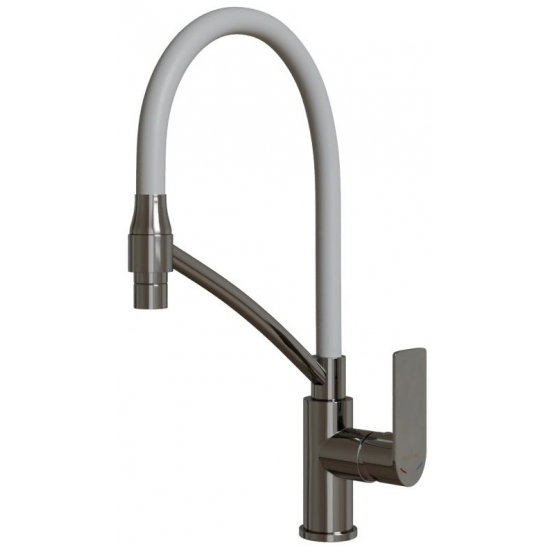 Смеситель для кухни MIXLINE Plus Life ML26-10 с гибким изливом, белый/хром