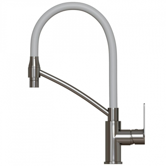 Смеситель для кухни MIXLINE Plus Life ML26-10 с гибким изливом, белый/хром