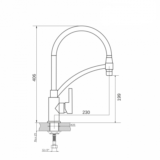 Смеситель для кухни MIXLINE Plus Life ML26-10 с гибким изливом, белый/хром