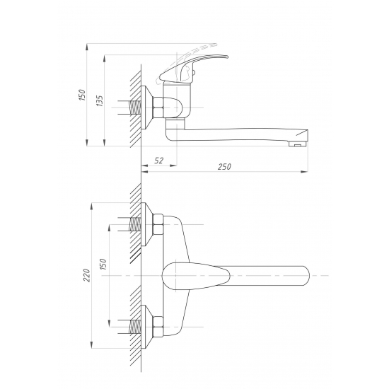Смеситель для кухни настенный ПСМ-104-10