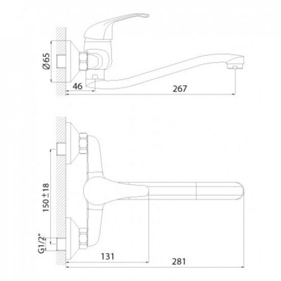 Смеситель для кухни настенный ROSSINKA A35-24