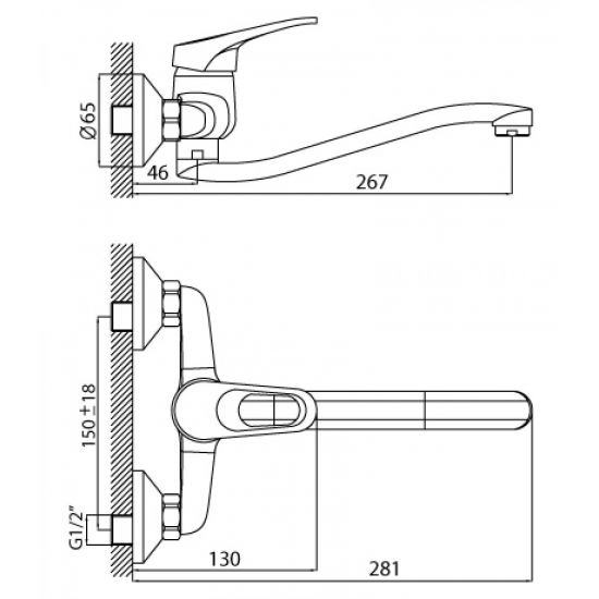 Смеситель для кухни настенный ROSSINKA B35-24