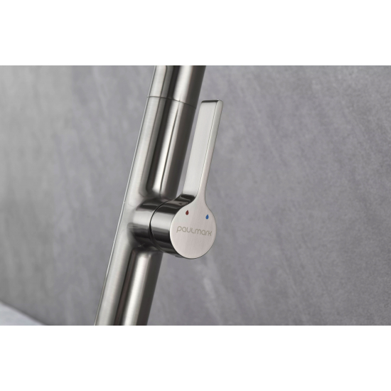 Смеситель для кухни PAULMARK Barrel Metallum с гибким изливом, сталь