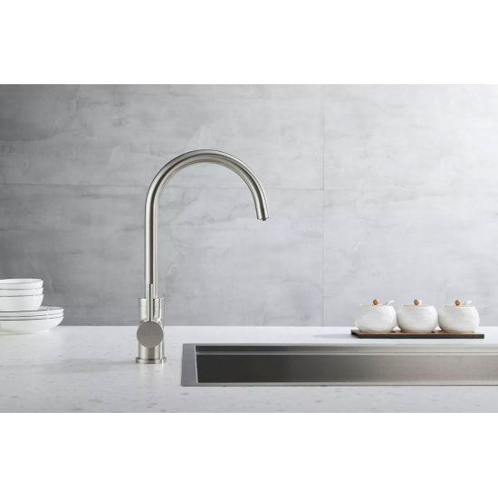Смеситель для кухни PAULMARK Essen Es213211 Metallum с краном для питьевой воды, сталь