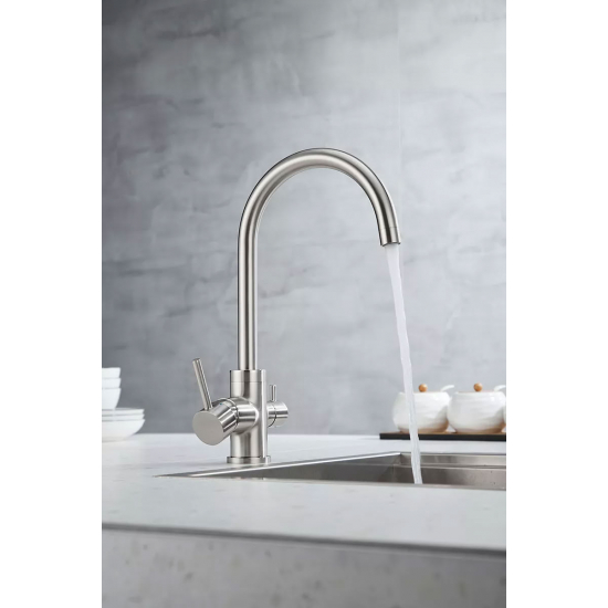Смеситель для кухни PAULMARK Essen Es213211 Metallum с краном для питьевой воды, сталь