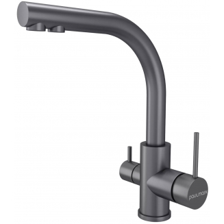 Смеситель для кухни PAULMARK Essen Metallum с краном для питьевой воды, матовый серый