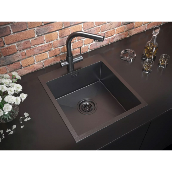 Смеситель для кухни PAULMARK Essen Metallum с краном для питьевой воды, воронёная сталь