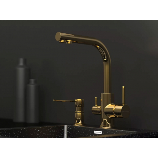 Смеситель для кухни PAULMARK Essen Metallum с краном для питьевой воды, золото