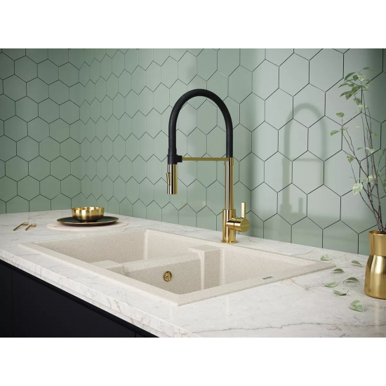 Смеситель для кухни PAULMARK Halt Metallum с гибким изливом, золото