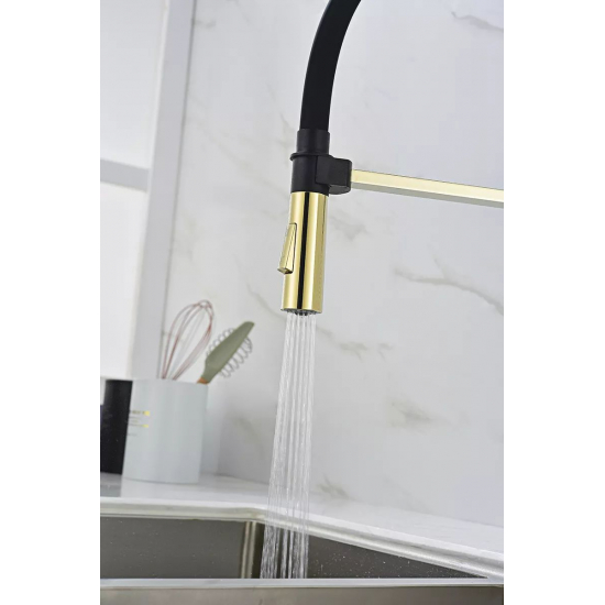 Смеситель для кухни PAULMARK Halt Metallum с гибким изливом, золото