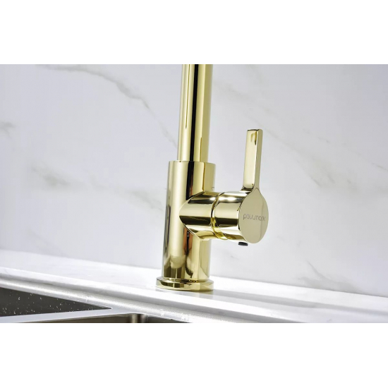 Смеситель для кухни PAULMARK Halt Metallum с гибким изливом, золото