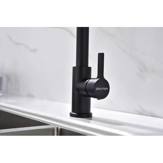 Смеситель для кухни PAULMARK Halt с гибким изливом, антрацит