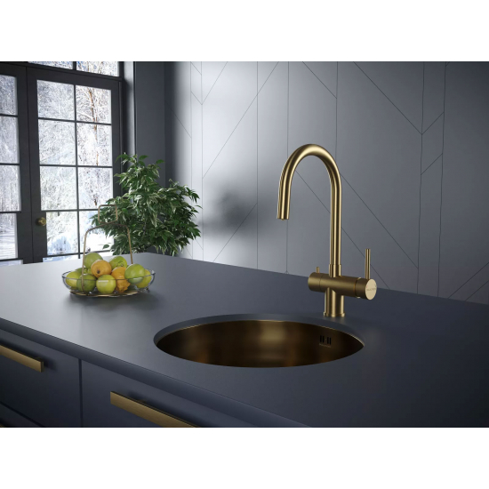 Смеситель для кухни PAULMARK Heller Metallum с краном для питьевой воды, брашированное золото