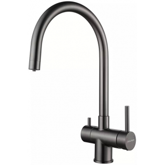 Смеситель для кухни PAULMARK Heller Metallum с краном для питьевой воды, воронёная сталь
