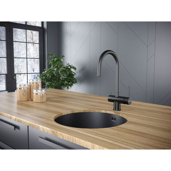 Смеситель для кухни PAULMARK Heller Metallum с краном для питьевой воды, воронёная сталь