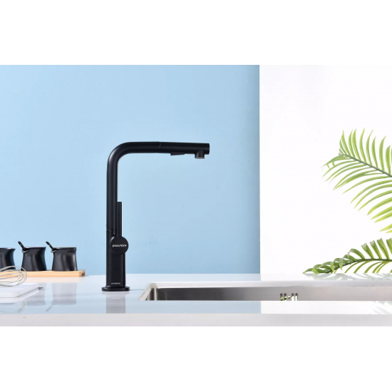 Смеситель для кухни PAULMARK Neo с вытяжным изливом, антрацит