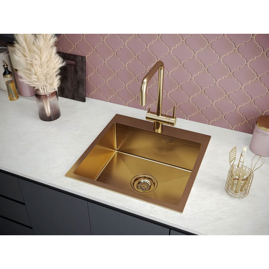 Смеситель для кухни PAULMARK Wetter Metallum с краном для питьевой воды, брашированное золото