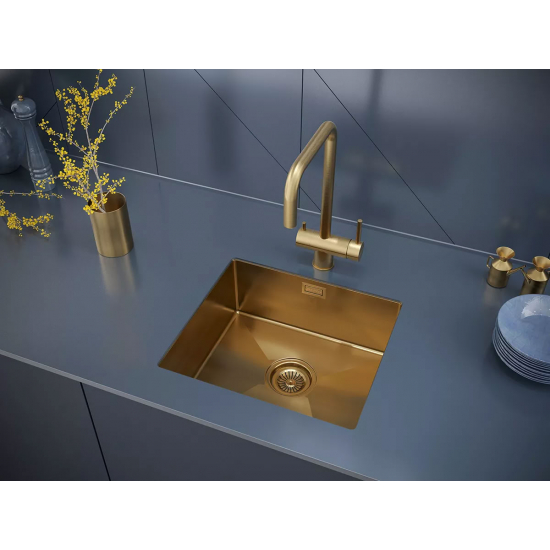 Смеситель для кухни PAULMARK Wetter Metallum с краном для питьевой воды, брашированное золото
