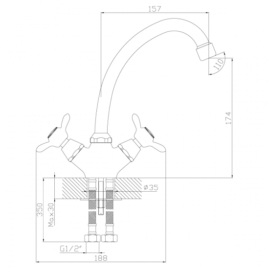 Смеситель для кухни ROSSINKA Q02-71