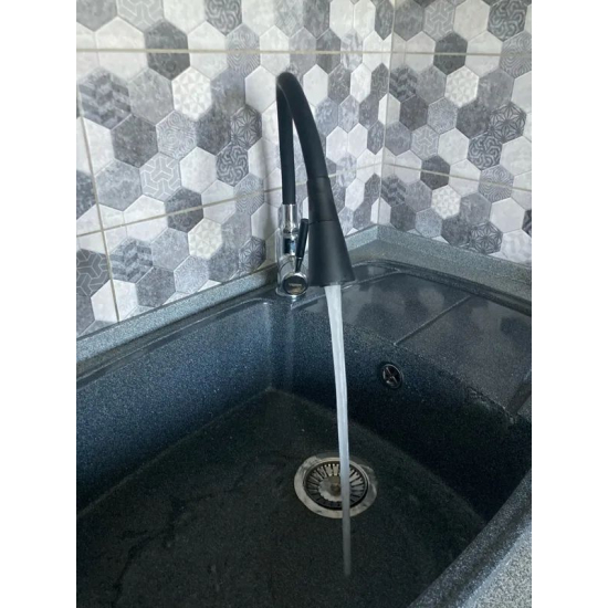 Смеситель для кухни с гибким изливом LEDEME L4199-2 чёрный/хром