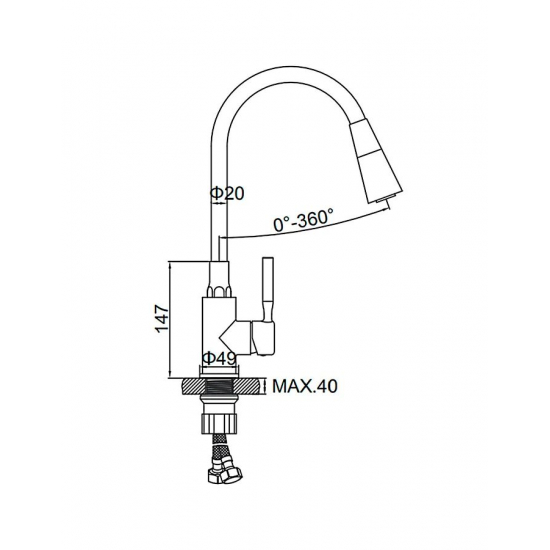 Смеситель для кухни с гибким изливом LEDEME L4199-3 белый/хром
