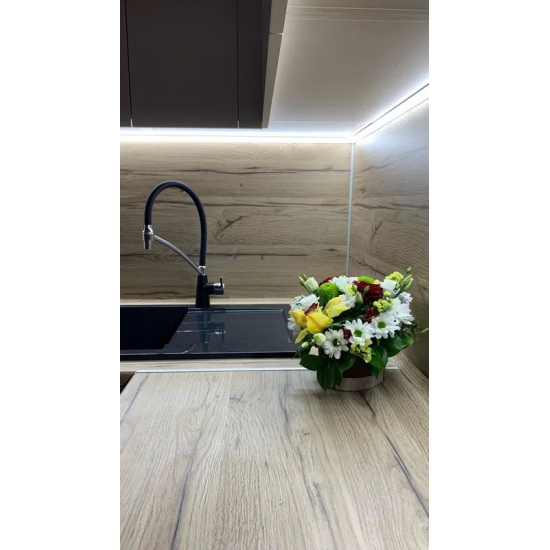 Смеситель для кухни с гибким изливом LEDEME L4399U-2 черный/графит