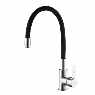 Смеситель для кухни с гибким изливом LEDEME L4898-2 чёрный/хром