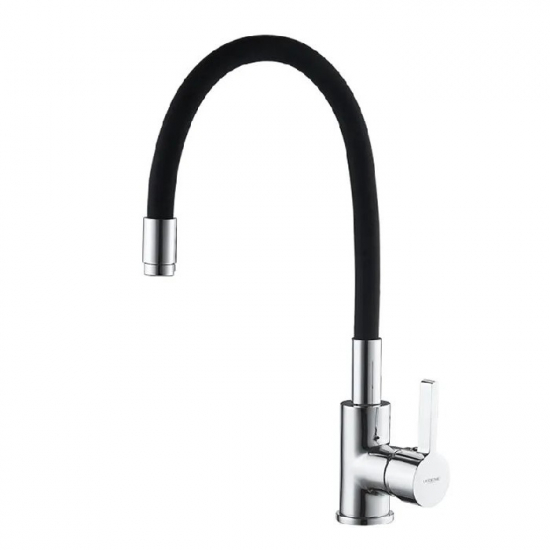 Смеситель для кухни с гибким изливом LEDEME L4898-2 чёрный/хром