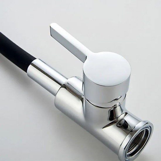 Смеситель для кухни с гибким изливом LEDEME L4898-2 чёрный/хром