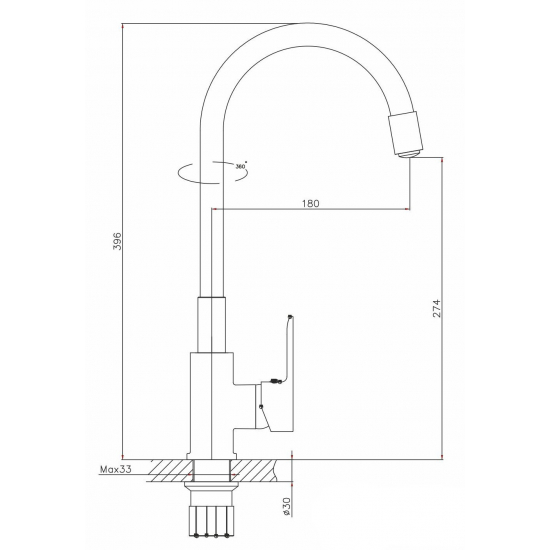 Смеситель для кухни с гибким изливом MIXLINE Plus Kitchen Line ML35-093, серый