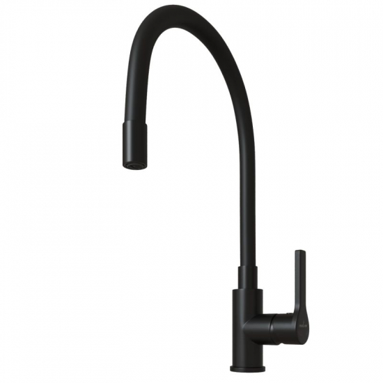 Смеситель для кухни с гибким изливом MIXLINE Plus Round Black ML23-097, чёрный