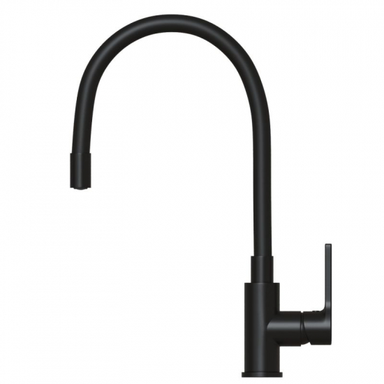 Смеситель для кухни с гибким изливом MIXLINE Plus Round Black ML23-097, чёрный