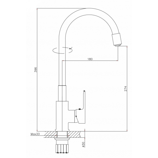 Смеситель для кухни с гибким изливом MIXLINE Plus Round Black ML23-097, чёрный
