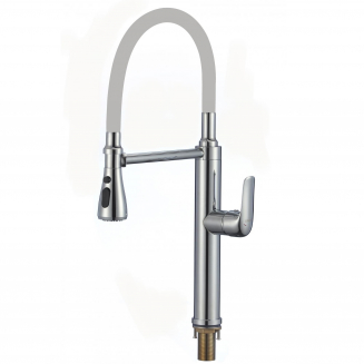 Смеситель для кухни с гибким изливом SAVOL S-002803-04 белый/хром