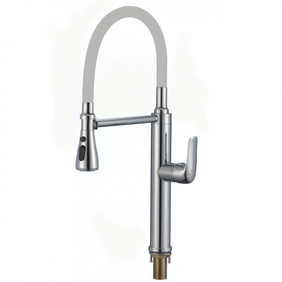 Смеситель для кухни с гибким изливом SAVOL S-002803-04 белый/хром