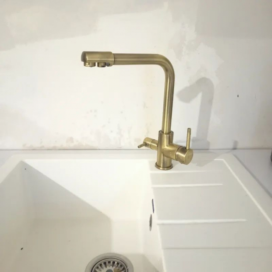 Смеситель для кухни с подключением к фильтру с питьевой водой FRUD R43053-4 бронза