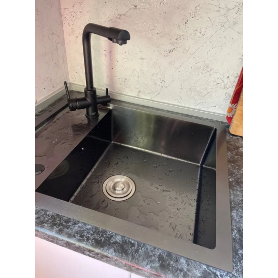 Смеситель для кухни с подключением к фильтру с питьевой водой FRUD R43053-7 чёрный