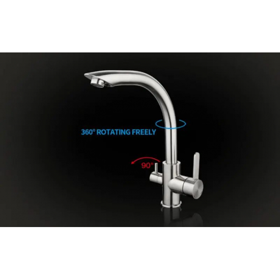 Смеситель для кухни с подключением к фильтру с питьевой водой GAPPO G4399 нержавеющая сталь