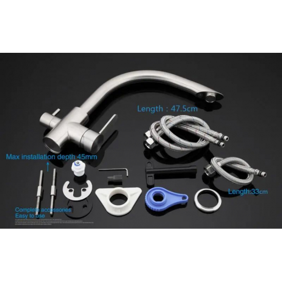 Смеситель для кухни с подключением к фильтру с питьевой водой GAPPO G4399 нержавеющая сталь